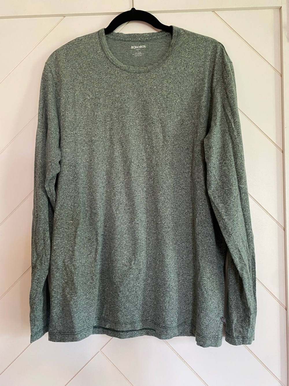 Bonobos Men's Long Sleeve Crewneck Shirt - Heather Sage Green